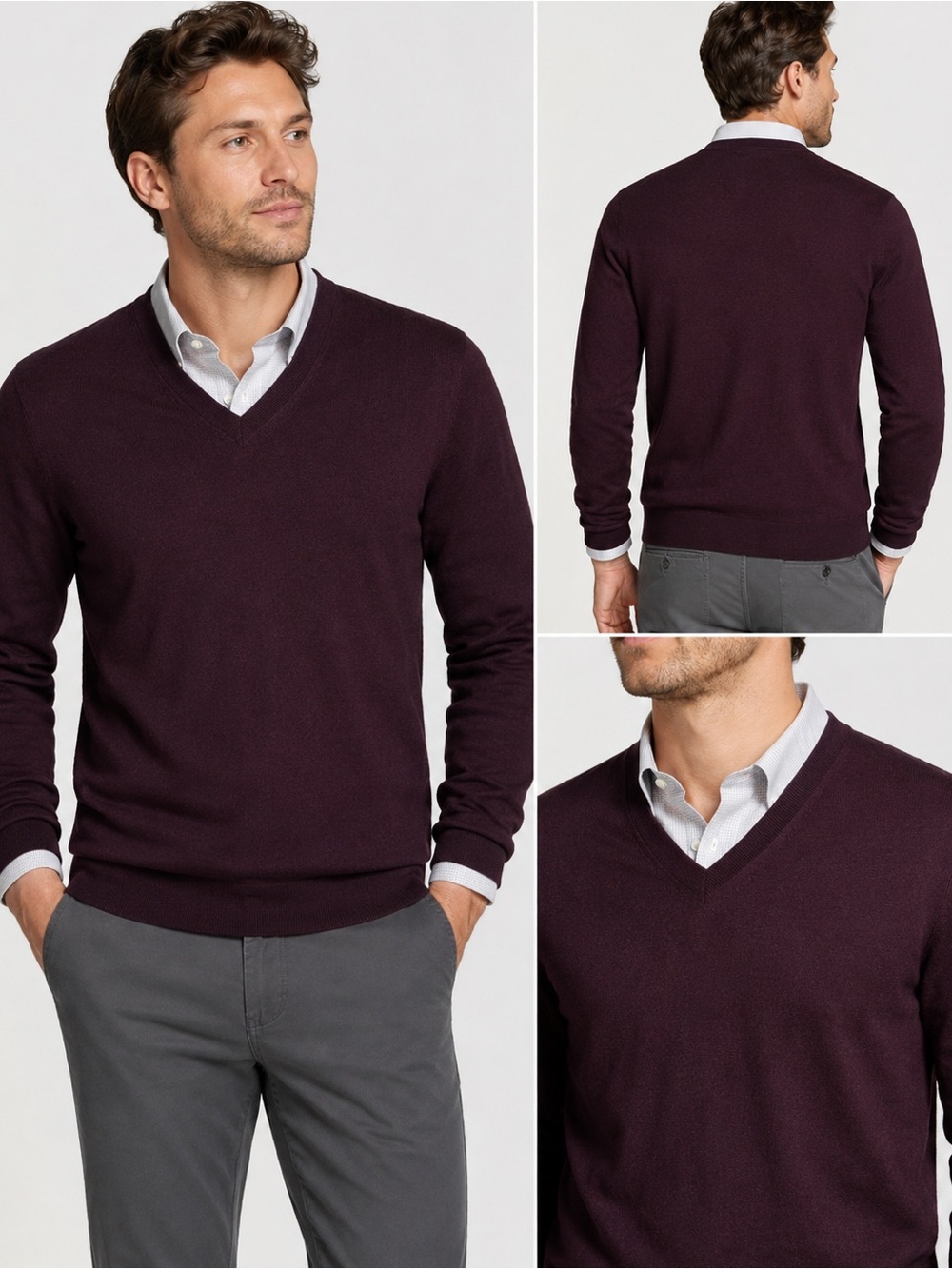 The Men’s Store Bloomingdale’s Merino Wool V-Neck Sweater Burgundy M EUC